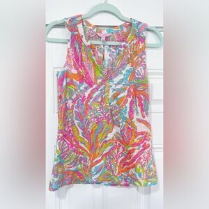 Lilly Pulitzer Essie Sleeveless Top Scuba To Cuba Like New XS